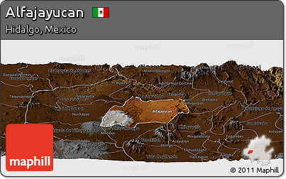 Physical Panoramic Map of Alfajayucan, darken