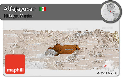 Physical Panoramic Map of Alfajayucan, lighten