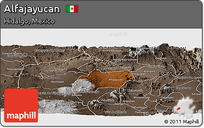 Physical Panoramic Map of Alfajayucan, semi-desaturated
