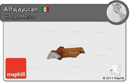 Physical Panoramic Map of Alfajayucan, single color outside