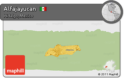 Savanna Style Panoramic Map of Alfajayucan, single color outside