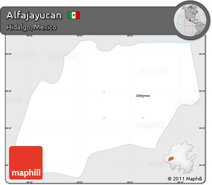 Silver Style Simple Map of Alfajayucan, single color outside