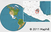 Satellite Location Map of Atotonilco de Tula, highlighted country, highlighted parent region