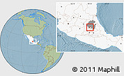 Savanna Style Location Map of Atotonilco de Tula, highlighted country, highlighted parent region, hill shading