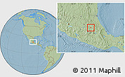 Savanna Style Location Map of Atotonilco de Tula, hill shading