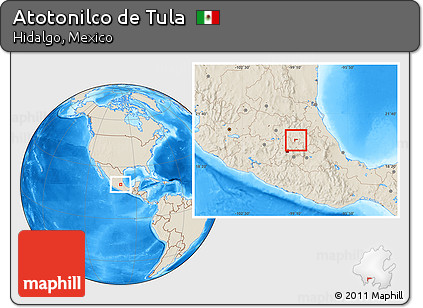 Shaded Relief Location Map of Atotonilco De Tula