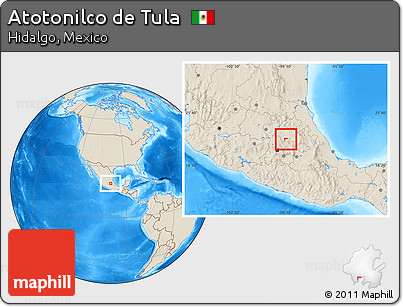 Shaded Relief Location Map of Atotonilco De Tula