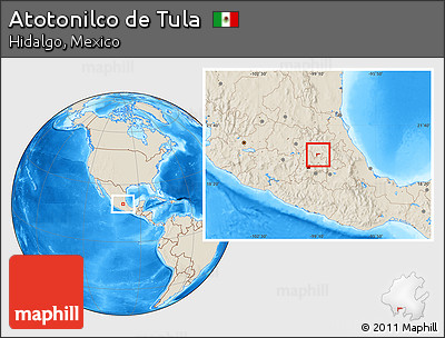 Shaded Relief Location Map of Atotonilco De Tula