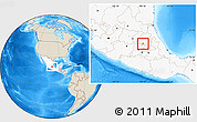 Shaded Relief Location Map of Atotonilco de Tula, highlighted country