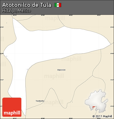 Classic Style Simple Map of Atotonilco De Tula