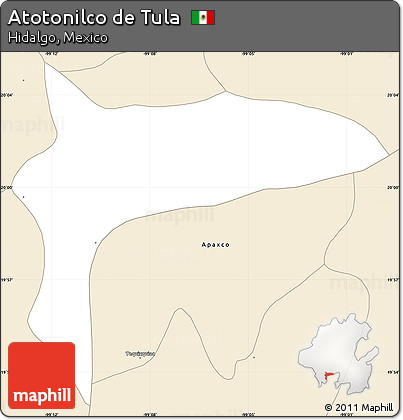Classic Style Simple Map of Atotonilco De Tula