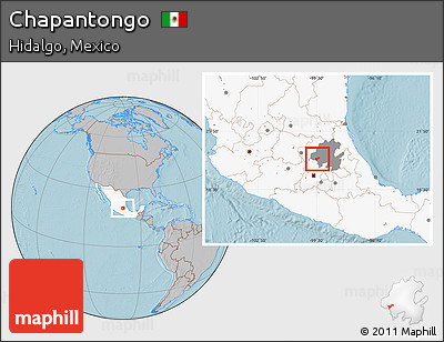 Gray Location Map of Chapantongo, highlighted country, highlighted parent region, hill shading