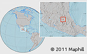 Gray Location Map of Chapantongo, hill shading