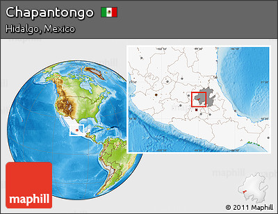 Physical Location Map of Chapantongo, highlighted country, highlighted parent region