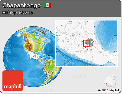 Physical Location Map of Chapantongo, highlighted country, highlighted parent region