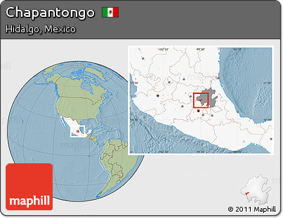 Savanna Style Location Map of Chapantongo, highlighted country, highlighted parent region, hill shading