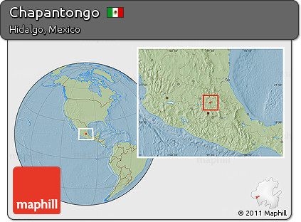 Savanna Style Location Map of Chapantongo, hill shading