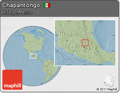 Savanna Style Location Map of Chapantongo, hill shading