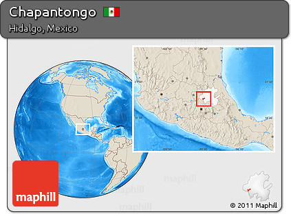 Shaded Relief Location Map of Chapantongo, highlighted parent region