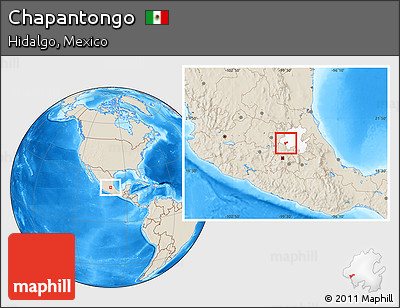 Shaded Relief Location Map of Chapantongo, highlighted parent region