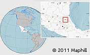 Gray Location Map of Chapulhuacan, highlighted country, hill shading