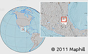 Gray Location Map of Chapulhuacan, highlighted parent region, hill shading