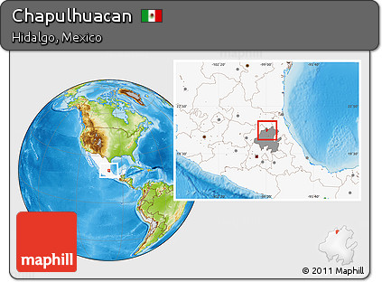 Physical Location Map of Chapulhuacan, highlighted country, highlighted parent region