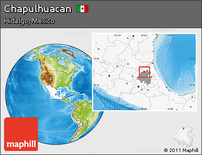 Physical Location Map of Chapulhuacan, highlighted country, highlighted parent region