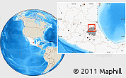 Shaded Relief Location Map of Chapulhuacan, highlighted country, highlighted parent region