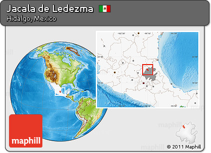 Physical Location Map of Jacala De Ledezma, highlighted country, highlighted parent region