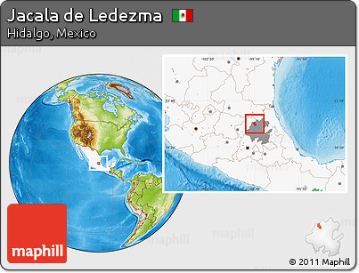 Physical Location Map of Jacala De Ledezma, highlighted country, highlighted parent region