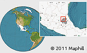 Satellite Location Map of Jacala de Ledezma, highlighted country, highlighted parent region