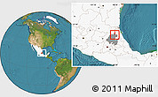 Satellite Location Map of Jaltocan, highlighted country, highlighted parent region