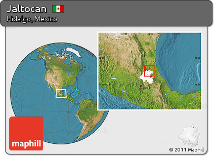 Satellite Location Map of Jaltocan, highlighted parent region