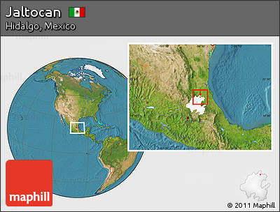 Satellite Location Map of Jaltocan, highlighted parent region