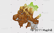 Physical Map of Hidalgo, cropped outside