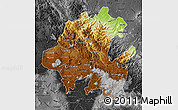Physical Map of Hidalgo, darken, desaturated