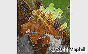 Physical Map of Hidalgo, darken
