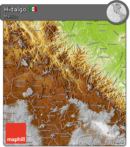Physical Map of Hidalgo