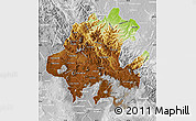 Physical Map of Hidalgo, lighten, desaturated