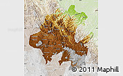 Physical Map of Hidalgo, lighten
