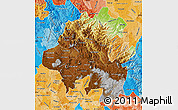 Physical Map of Hidalgo, political shades outside