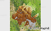 Physical Map of Hidalgo, satellite outside