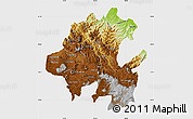 Physical Map of Hidalgo, single color outside