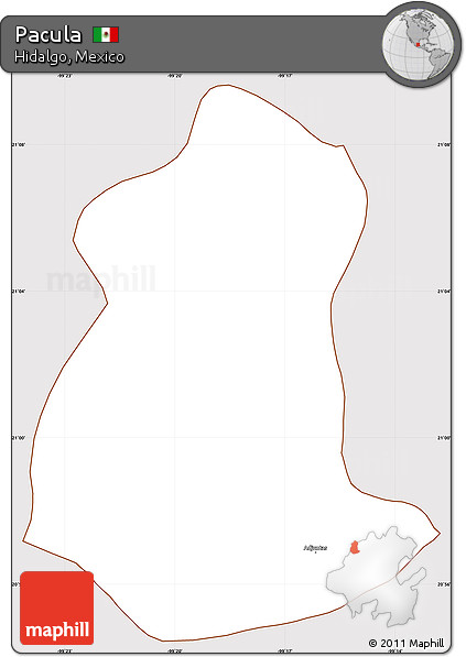 Classic Style Simple Map of Pacula, cropped outside