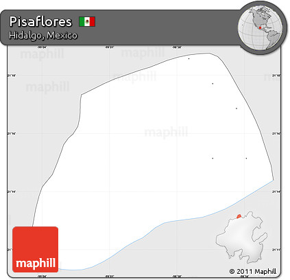 Silver Style Simple Map of Pisaflores, single color outside