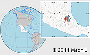 Gray Location Map of Tepetitlan, highlighted country, highlighted parent region