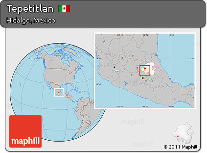 Gray Location Map of Tepetitlan, highlighted parent region