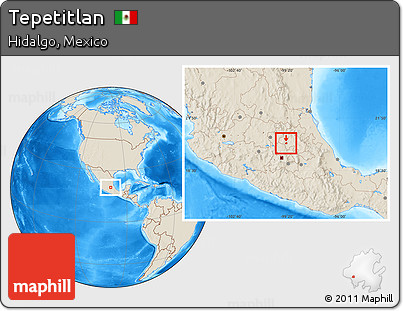 Shaded Relief Location Map of Tepetitlan