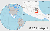 Gray Location Map of Tizayuca, highlighted country, highlighted parent region
